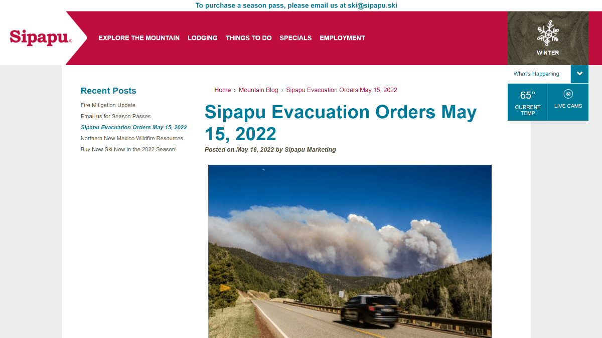 screenshot of sipapu blog