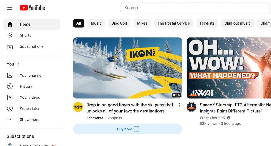 screenshot of ikon pass ad on youtube